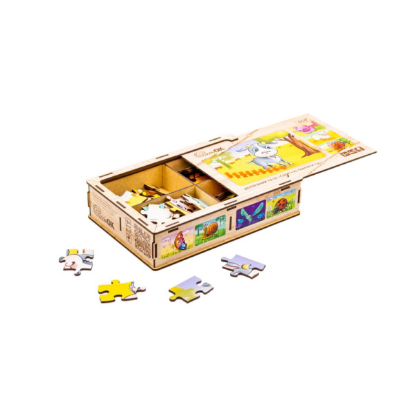 Дерев’яний дитячий пазл 4в1 "Свійські тварини" Puz-75595, 80 елементів (Puz-75595)