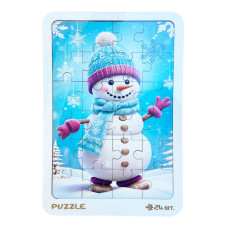 Новогодний пазл-вкладыш "Снеговик в перчатках" 3240-19-002, 16х22 см (3240-19-002)
