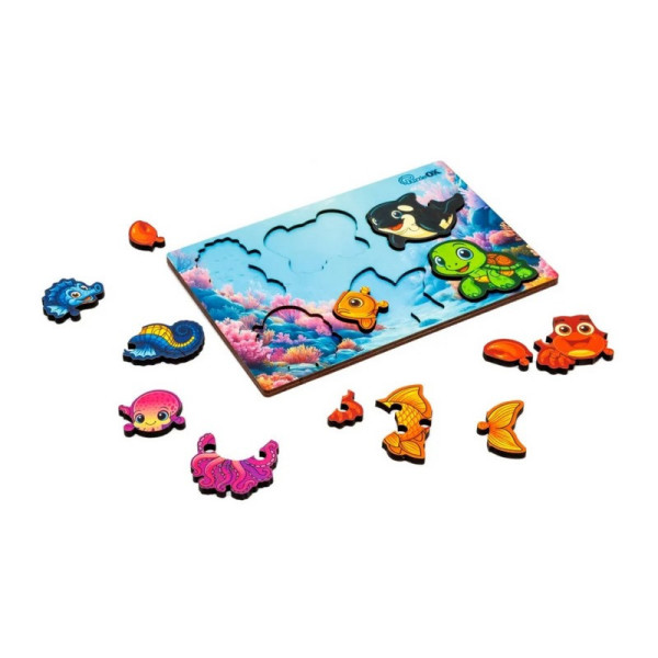 Деревянный пазл-вкладыш "Умный мир: Морские друзья" Puz-88748 А5, 18 элементов в магазине товаров для дома Евро Буд