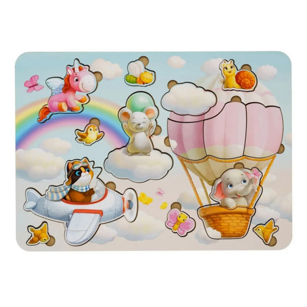 Дерев'яний пазл-вкладиш "Звірі" Ubumblebees (ПСФ047) PSF047, 15 елементів (PSF047)