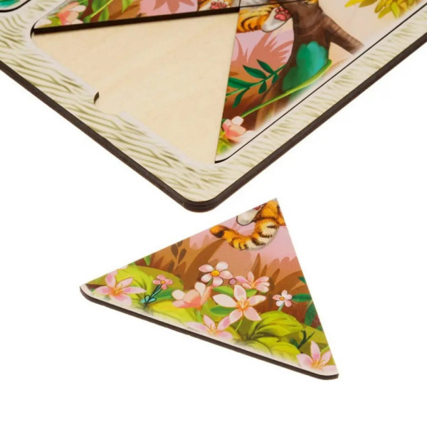 Дерев'яний пазл-вкладиш "Леви та тигреня" Ubumblebees (ПСД184) PSD184 в рамці (PSD184)