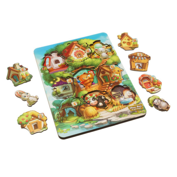 Дерев'яний пазл-вкладиш "Де чий будиночок на дереві?" Ubumblebees (ПСД172) PSD172 тришаровий (PSD172)