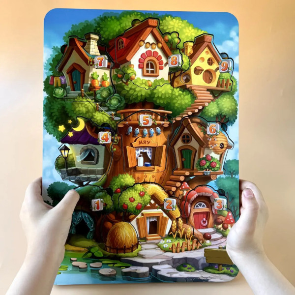 Дерев'яний пазл-вкладиш "Де чий будиночок на дереві?" Ubumblebees (ПСД172) PSD172 тришаровий (PSD172)