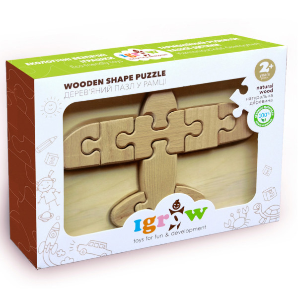 Дерев'яний пазл "Літак" Igrow IGT-002 в рамці (IGT-002)