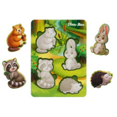 Дерев'яний пазл-вкладиш "Лісові тварини-1" Ubumblebees (ПСФ057) PSF057 фон із підказкою (PSF057)