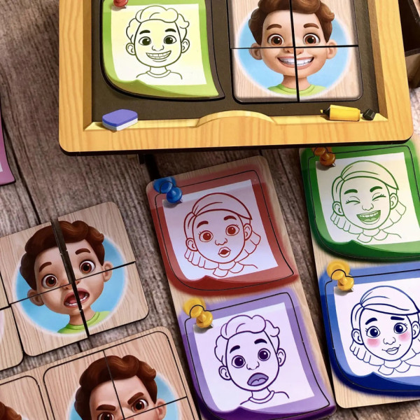 Дерев'яний пазл-сортер "Емоції" Ubumblebees (ПСФ101) PSF101, 36 деталей (PSF101)