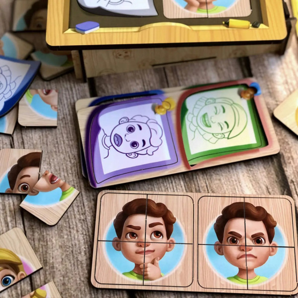 Дерев'яний пазл-сортер "Емоції" Ubumblebees (ПСФ101) PSF101, 36 деталей (PSF101)