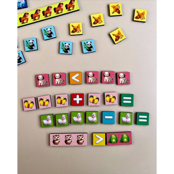 Дерев'яний пазл-сортер "Математичні сходи: Тварини" Ubumblebees (ПСФ079) PSF079 (PSF079)