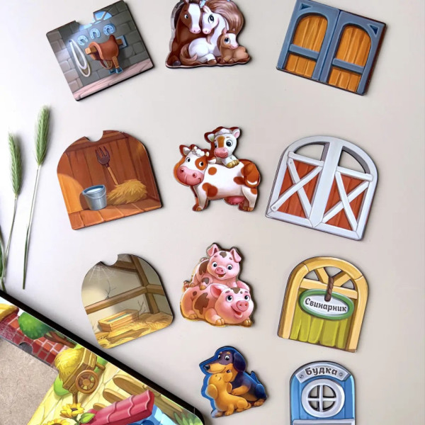 Дерев'яний пазл-вкладиш "Ферма" Ubumblebees (ПСД174) PSD174 тришаровий (PSD174)