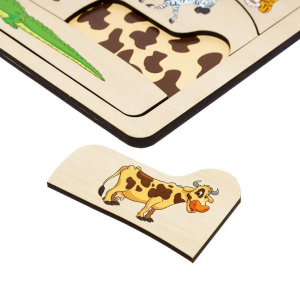 Дерев'яний пазл-вкладиш "Де? Чий візерунок?" Ubumblebees  (ПСД074) PSD074 сортер (PSD074)