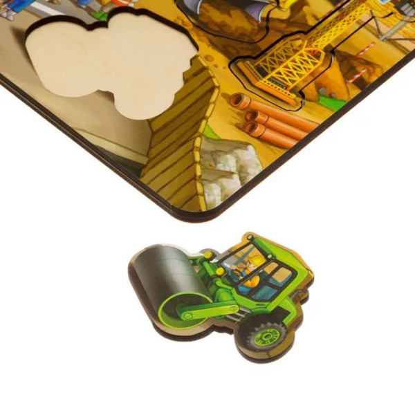 Дерев'яний пазл-вкладиш "Будівництво - 3" Ubumblebees (ПСД147) PSD147 маленький (PSD147)