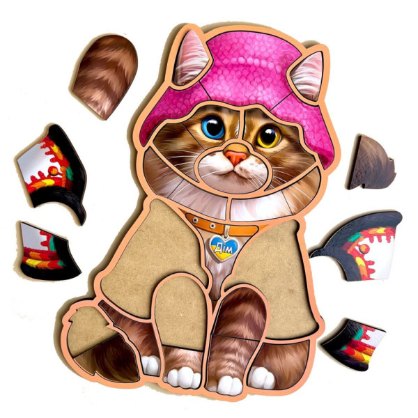 Дерев'яний контурний пазл "Український котик" Ubumblebees (ПСФ136) PSF136 контурний (PSF136)