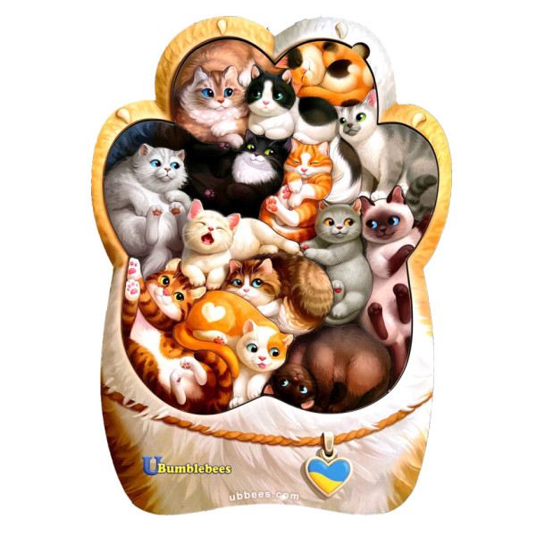 Дерев'яний пазл-вкладиш "Котики-муркотики" Ubumblebees (ПСФ133) PSF133      (PSF133)