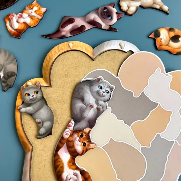 Дерев'яний пазл-вкладиш "Котики-муркотики" Ubumblebees (ПСФ133) PSF133      (PSF133)