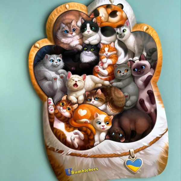 Дерев'яний пазл-вкладиш "Котики-муркотики" Ubumblebees (ПСФ133) PSF133      (PSF133)