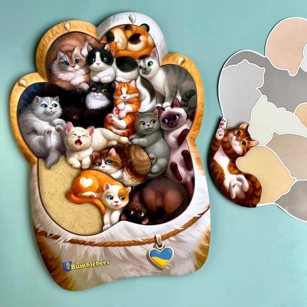 Дерев'яний пазл-вкладиш "Котики-муркотики" Ubumblebees (ПСФ133) PSF133      (PSF133)