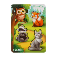 Дерев'яний пазл-вкладиш "Лісові тварини-2" Ubumblebees (ПСФ058) PSF058 фон із підказкою (PSF058)