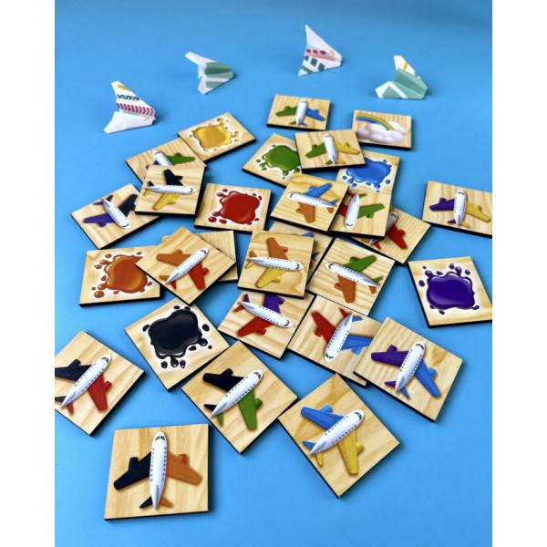 Дерев'яний пазл-сортер "Літаки" Ubumblebees (ПСФ105) PSF105 вивчення кольорів (PSF105)