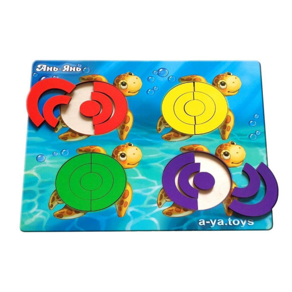 Дерев'яний пазл-сортер "Черепашки - кольори" Ubumblebees (ПСД138) PSD138 із завданнями (PSD138)