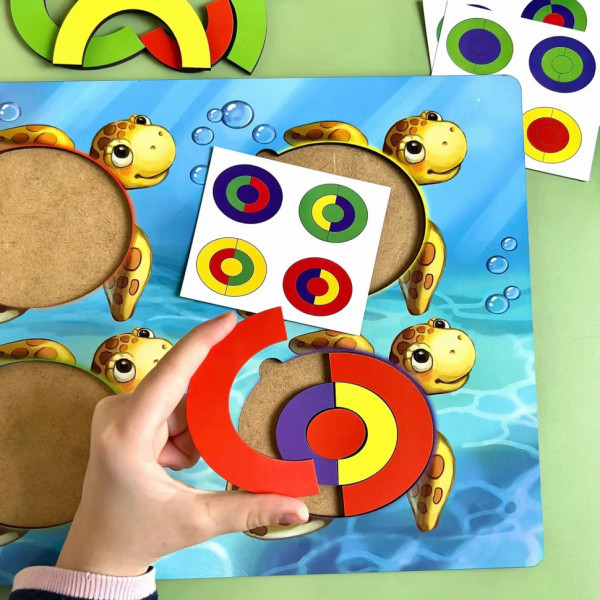 Дерев'яний пазл-сортер "Черепашки - кольори" Ubumblebees (ПСД138) PSD138 із завданнями (PSD138)