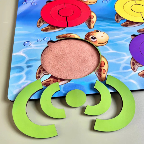 Дерев'яний пазл-сортер "Черепашки - кольори" Ubumblebees (ПСД138) PSD138 із завданнями (PSD138)