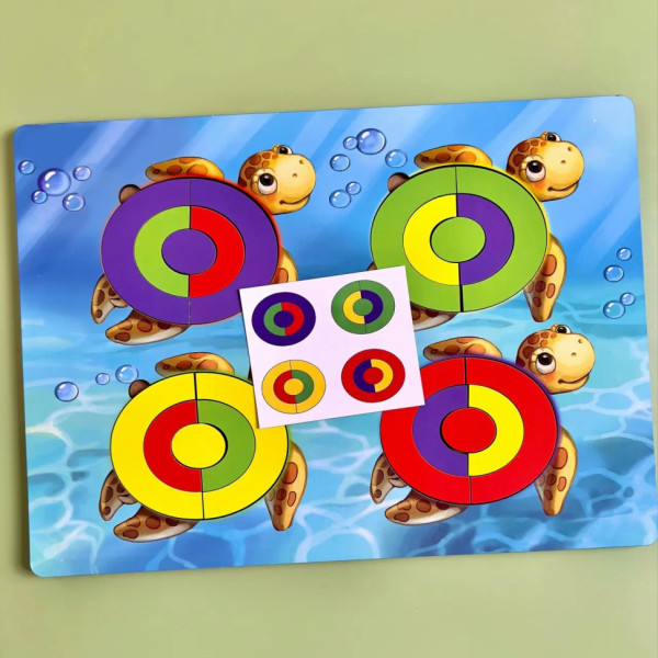 Дерев'яний пазл-сортер "Черепашки - кольори" Ubumblebees (ПСД138) PSD138 із завданнями (PSD138)