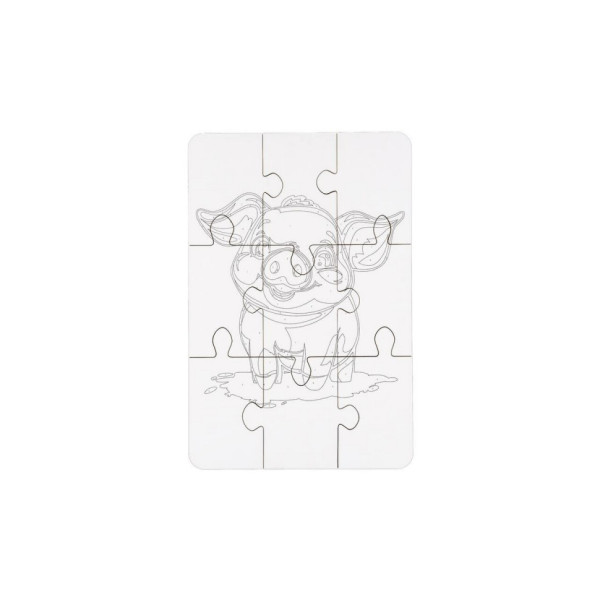 Деревянный пазл-раскраска А5 "Поросенок" Puz-22939 кисточка, краски, клейкая пленка(Puz-22939)