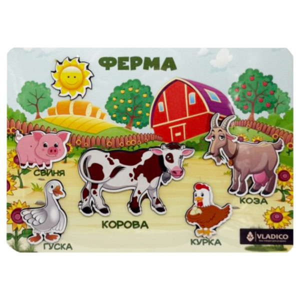 Дерев'яний пазл-вкладиш "Ферма" 3240-05-010 розмір 33х25 см (3240-05-010)