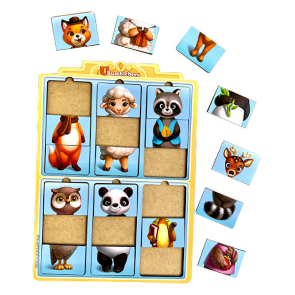 Дерев'яний пазл-вкладиш "Дивовижні звірятка-2" Ubumblebees (ПСФ131) PSF131, 6 тваринок (PSF131)