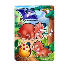 Дерев'яний пазл-вкладиш "Динозаври" Ubumblebees  (ПСФ124) PSF124 фон із підказкою (PSF124)