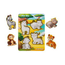 Дерев'яний пазл-вкладиш "Тварини Африки-1" Ubumblebees (ПСФ059) PSF059 фон із підказкою (PSF059)