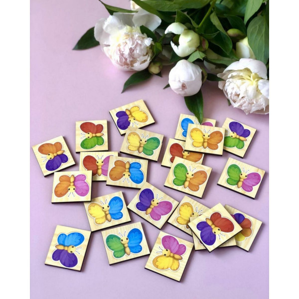 Дерев'яний пазл-сортер "Метелики" Ubumblebees (ПСФ106) PSF106 вивчення кольорів (PSF106)