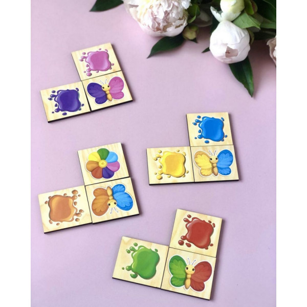 Дерев'яний пазл-сортер "Метелики" Ubumblebees (ПСФ106) PSF106 вивчення кольорів (PSF106)