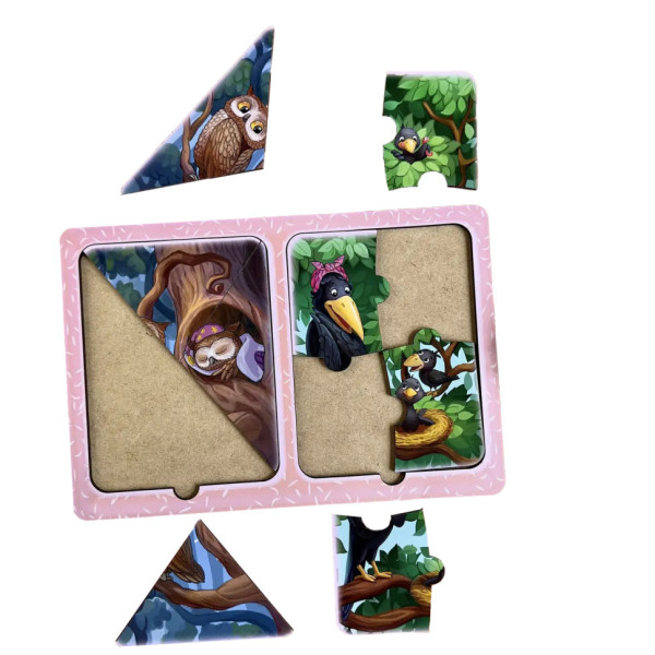 Дерев'яний пазл-вкладиш "Ворони та сови" Ubumblebees (ПСД187) PSD187 в рамці (PSD187)