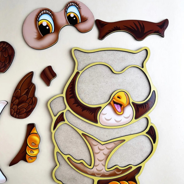 Дерев'яний пазл-вкладиш "Сова" Ubumblebees (ПСД087) PSD087 пазл-контур (PSD087)