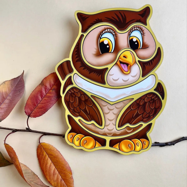 Дерев'яний пазл-вкладиш "Сова" Ubumblebees (ПСД087) PSD087 пазл-контур (PSD087)