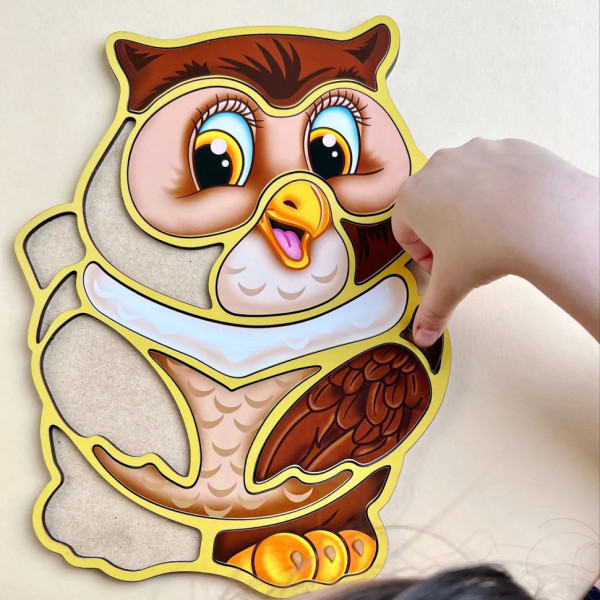 Дерев'яний пазл-вкладиш "Сова" Ubumblebees (ПСД087) PSD087 пазл-контур (PSD087)