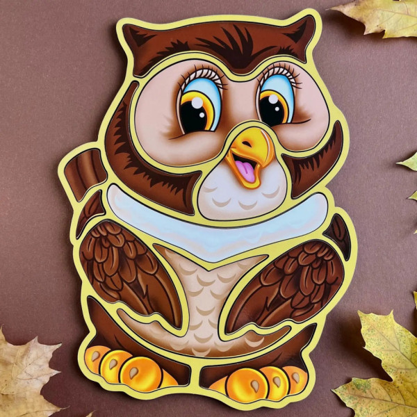 Дерев'яний пазл-вкладиш "Сова" Ubumblebees (ПСД087) PSD087 пазл-контур (PSD087)