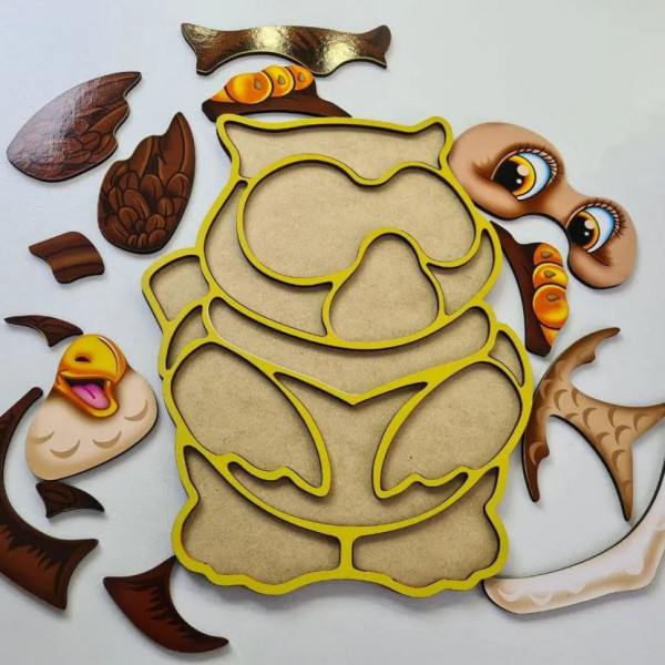 Дерев'яний пазл-вкладиш "Сова" Ubumblebees (ПСД087) PSD087 пазл-контур (PSD087)