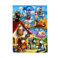 Дерев'яний пазл-вкладиш "Котики -1" Ubumblebees (ПСД128) PSD128 з будиночком (PSD128)