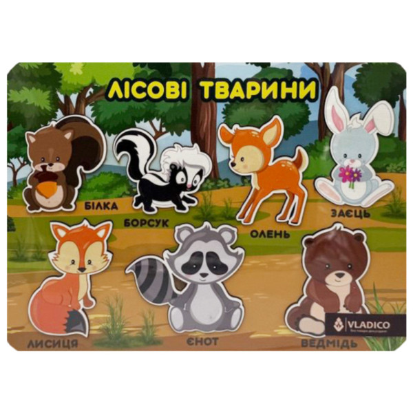 Дерев'яний пазл-вкладиш "Лісові тваринки" 3240-05-002 розмір 33х25 см (3240-05-002)