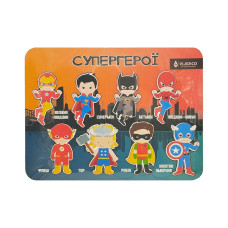 Деревянный пазл-вкладыш "Супер герои" 3240-05-003, 34х25 см, 8 элементов (3240-05-003)
