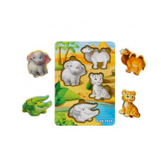 Дерев'яний пазл-вкладиш "Тварини Африки-2" Ubumblebees (ПСФ060) PSF060 фон із підказкою (PSF060)