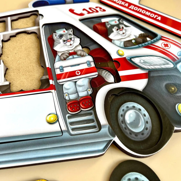 Дерев'яний пазл-сортер "Швидка допомога" Ubumblebees (ПСФ020) PSF020 (PSF020)