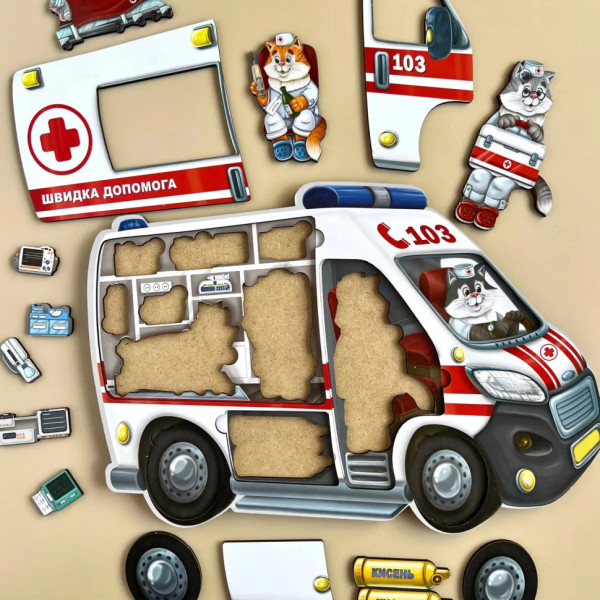 Дерев'яний пазл-сортер "Швидка допомога" Ubumblebees (ПСФ020) PSF020 (PSF020)