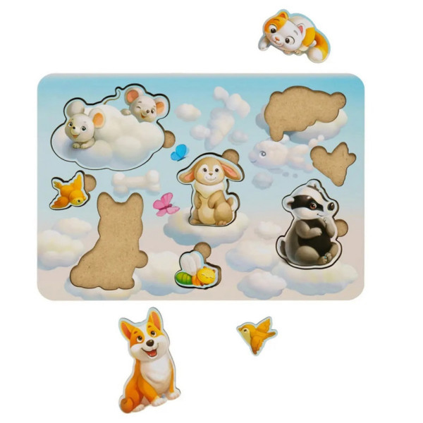 Дерев'яний пазл-вкладиш "Звірі-1" Ubumblebees (ПСФ048) PSF048, 8 елементів (PSF048)