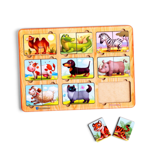 Дерев'яний пазл-сортер "Дивовижні звірятка" Ubumblebees (ПСД162) PSD162, 9 тваринок (PSD162)