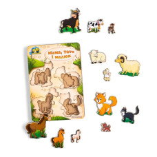 Дерев'яний пазл-вкладиш "Сім'я-домашні тварини" Ubumblebees (ПСД077) PSD077 більше-менше (PSD077)