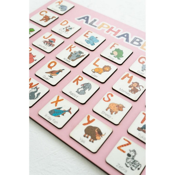 Деревянный алфавит-вкладыш английский "ALPHABET" 3240-03-001 розовый 29х39 см (3240-03-001)
