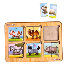 Дерев'яний пазл-сортер "Дивовижні звірятка" Ubumblebees (ПСФ090) PSF090, 6 картинок тварин (PSF090)